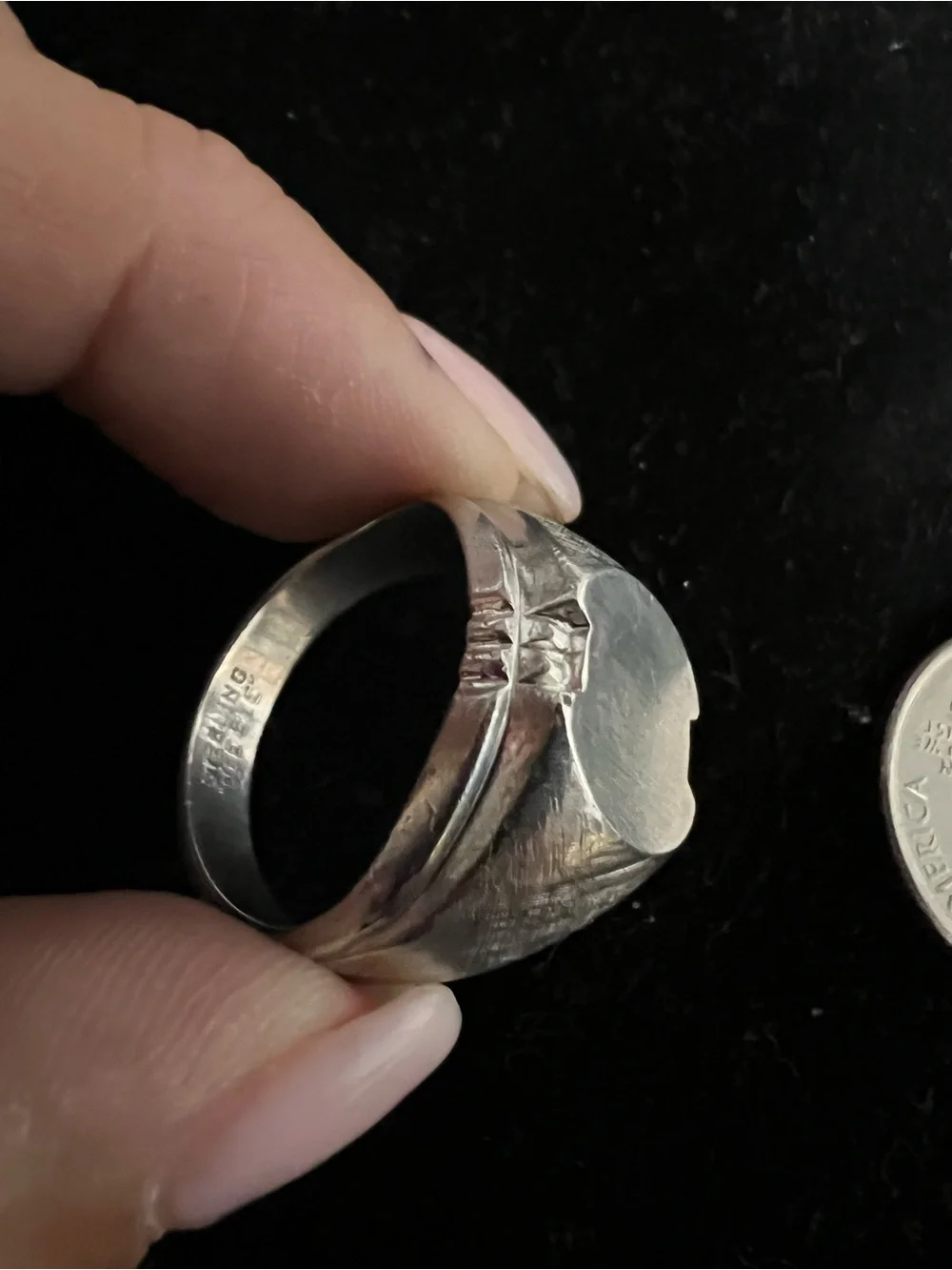 925 Sterling Silver Men's Signet Ring - signed solid HEAVY